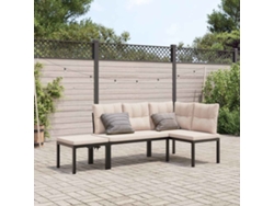 Bancos de jardín con cojines, 3 piezas, acero revestido, Dkd Home Decor