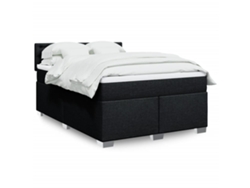 Cama Box Spring Con Colchón Tela Negro 140x200 Cm