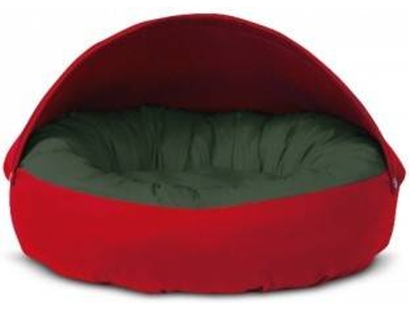 Cama Redonda para Perros y Gatos GAUTY Tela de sarga (Verde y Roja - 57 cm)