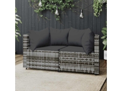 Sofás esquineros de jardín de 2 piezas con cojines DKD Home Decor, ratán gris