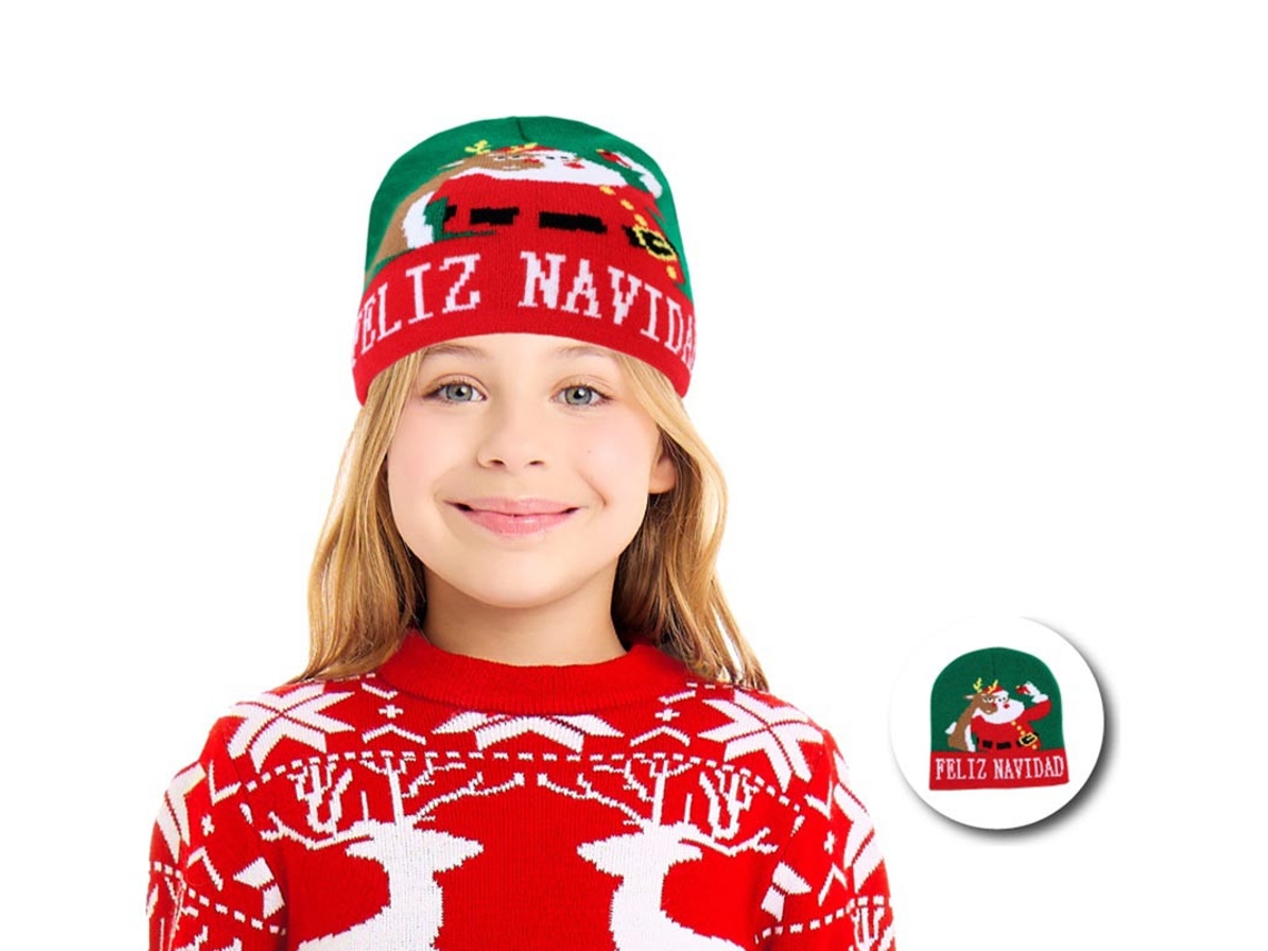 Gorro de Selfie Navideño verde infantil