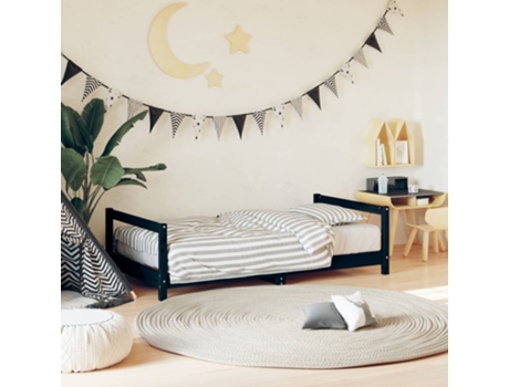Estructura De Cama Para Niños VIDAXL Negro Madera (80x160 cm)