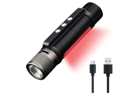 Linterna Led Recargable Le1000 6 En 1 Con Función De Alarma Y Alto Brillo, Color Negro, Ideal Para Juegos.