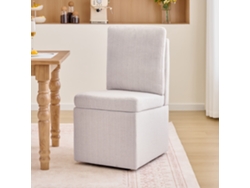 Silla De Cocina Con Espacio De Almacenamiento, Respaldo Tapizado, 48 Cm, Gris Y Beige.