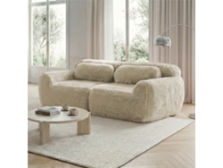 Sofá 2 Plazas - Modular, Sin Marco, Mullido, Con Cojines, Antideslizante - Khaki Claro