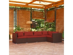 Conjunto de jardín de 5 piezas con cojines de mimbre marrón de DKD Home Decor