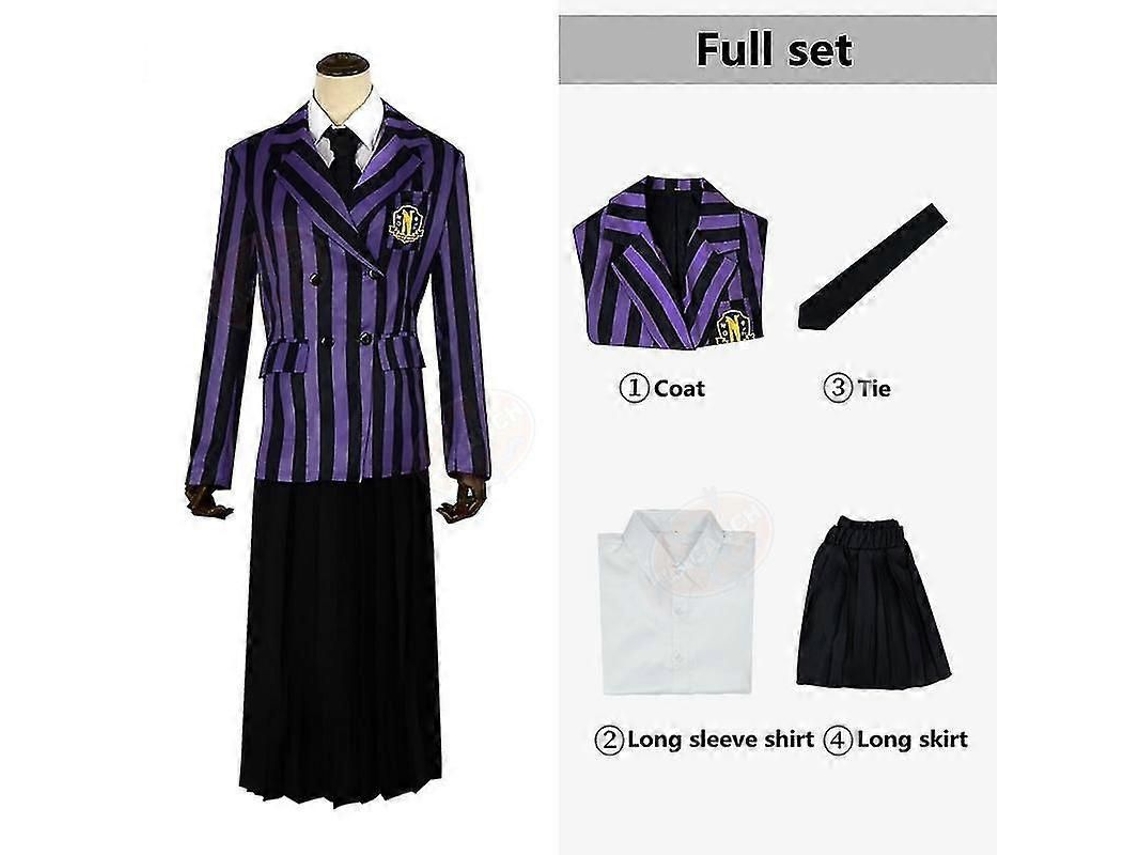 Traje De Cosplay Wednesday Addams Nevermore Academy Uniforme Escolar Unisex S Estilo 7