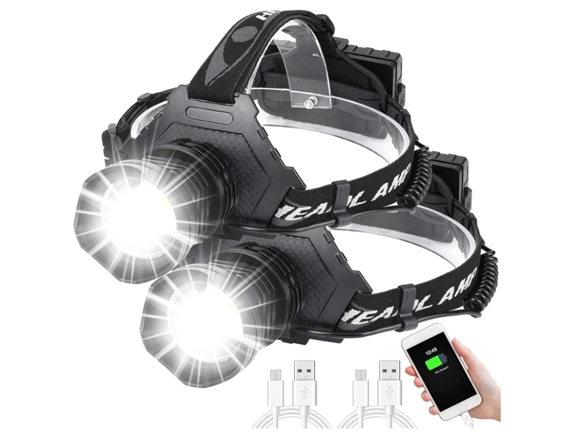 YEMAESRE T70-70 Faro LED recargable superbrillante 20000 lúmenes Clips para casco 5 modos Negro
