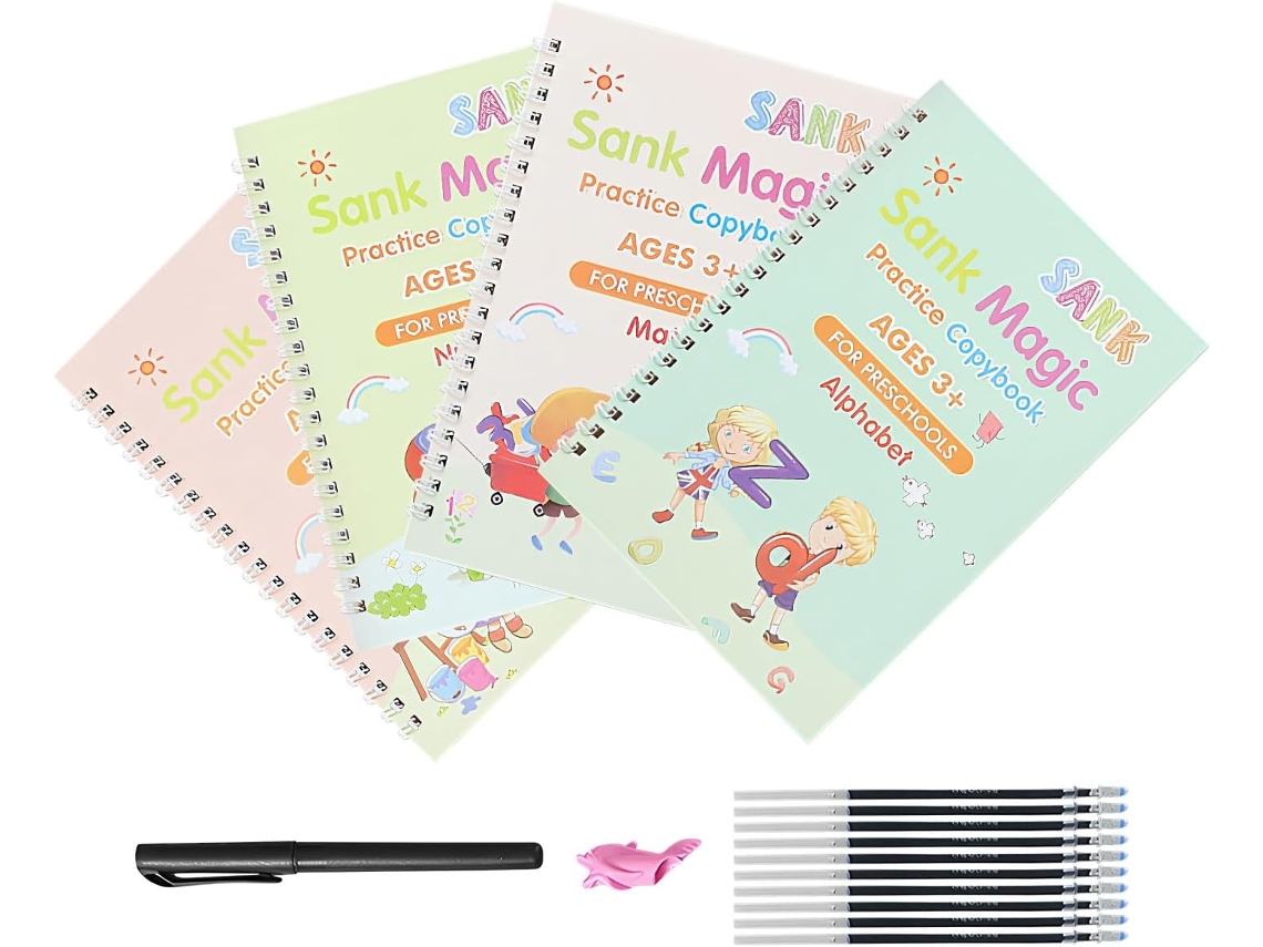 Cuaderno de práctica de escritura a mano para niños de 4 piezas, para preescolar, educación en el hogar, escuela, guardería y