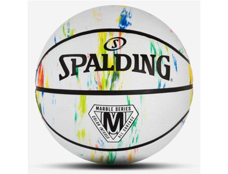 SPALDING Balón de Baloncesto serie mármol arcoíris (Blanco)