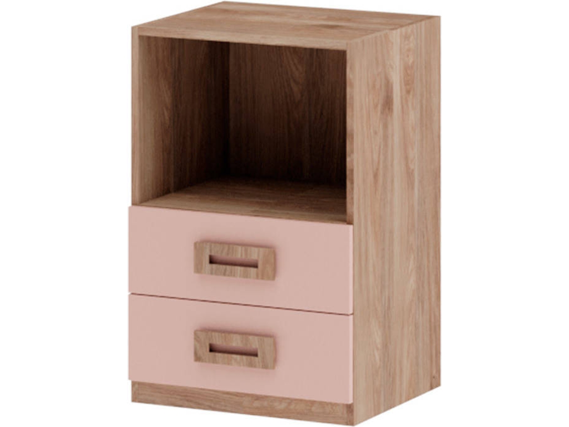 Mesita de Noche MUEBLAM Roble Rosa Nube Melamina (48x73x42 cm)