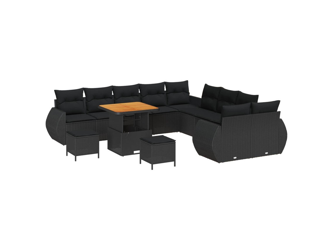 Maison Exclusive - Conjunto De Sofá De Jardín Con Cojín 13 Pcs Negro