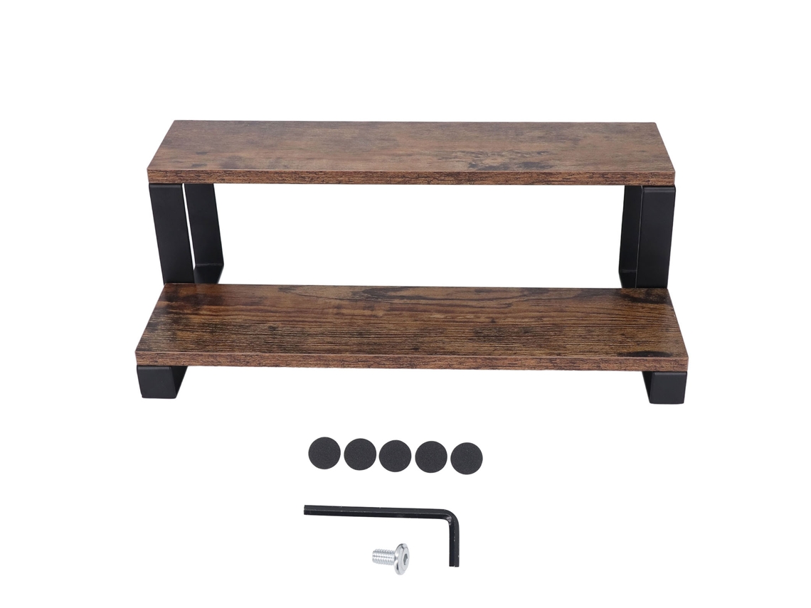 Estantería De Madera De Dos Niveles Para Perfumes, Especias Y Muñecas.