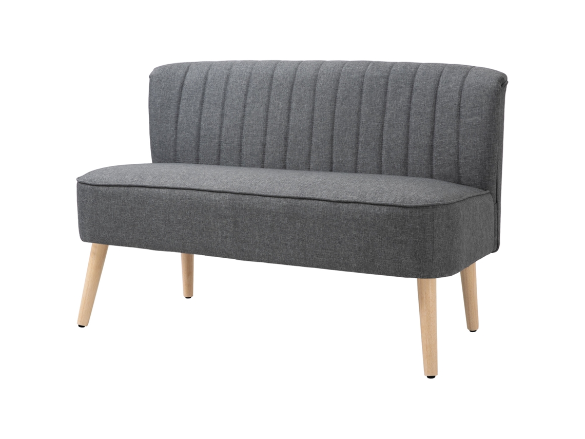 Sofá De 2 Lugares – Estofado Com Efeito Linho – Estrutura De Madeira – Para Sala De Estar Ou Quarto – 117 Cm – Cinza