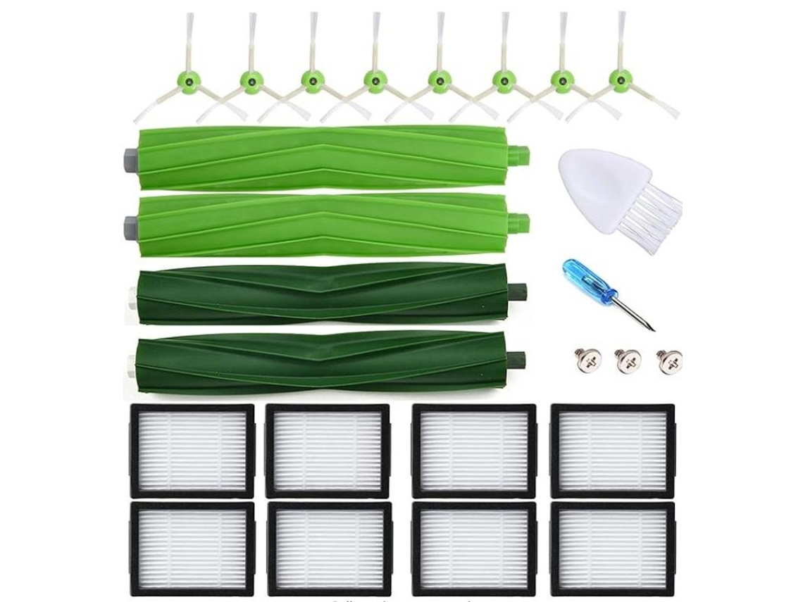 Kit Repuesto Compatible Robot Aspirador Irobot I7 I7+, E5, E6, Cepillos Rodantes, Laterales Y Filtros Hepa Limpieza Hogar