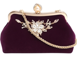Bolsa Organizadora Feminina Ciieeo Para Chaves E Celular Em Tecido Aveludado, Cor Roxa