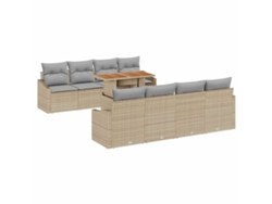 Maison Exclusive - Juego de comedor de jardín con cojines, 9 piezas, beige y gris