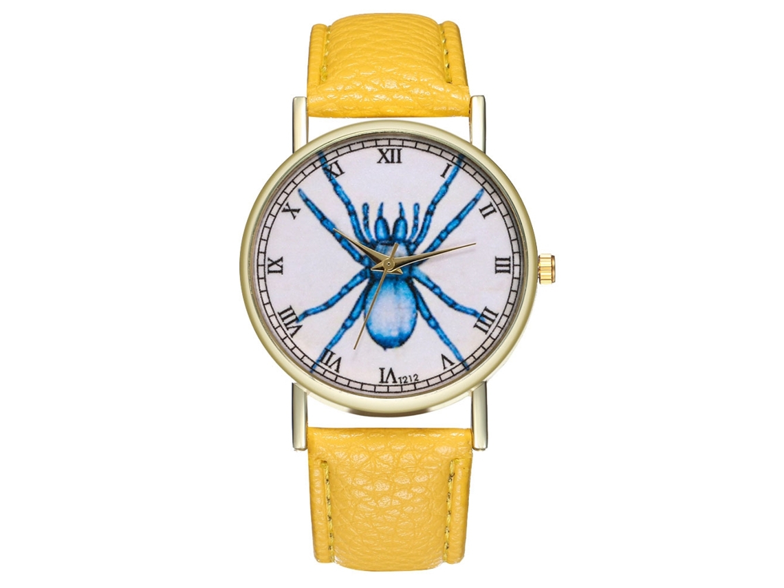 Reloj De Pulsera Unisex Informal Con Estampado De Insectos, Cuarzo Moderno, Amarillo.