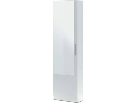 Mueble Zapatero 1 puerta espejo habitdesign armario con modelo kristal acabado en color blanco artik medidas 50 cm ancho 180 alto 22 50x180x22