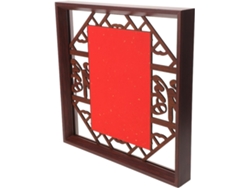 Marco Madera Doble Caligrafía Soporte Tabletas Decoración China Papel Dorado Elegante Fotos Tarjetas Cara Rojo