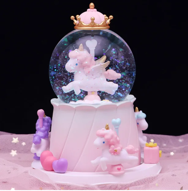 (estilo 27) Caja De Música Con Bola De Cristal Y Luz. Regalo Para El Día De San Valentín.