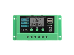 Controlador de carga solar PWM de 12 V y 24 V con pantalla LCD, 10 A, cubierta verde