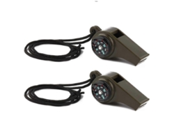 Paquete de 2 silbatos de supervivencia de emergencia, 3 en 1 con brújula y termómetro, alta seguridad con cordón ajustable.