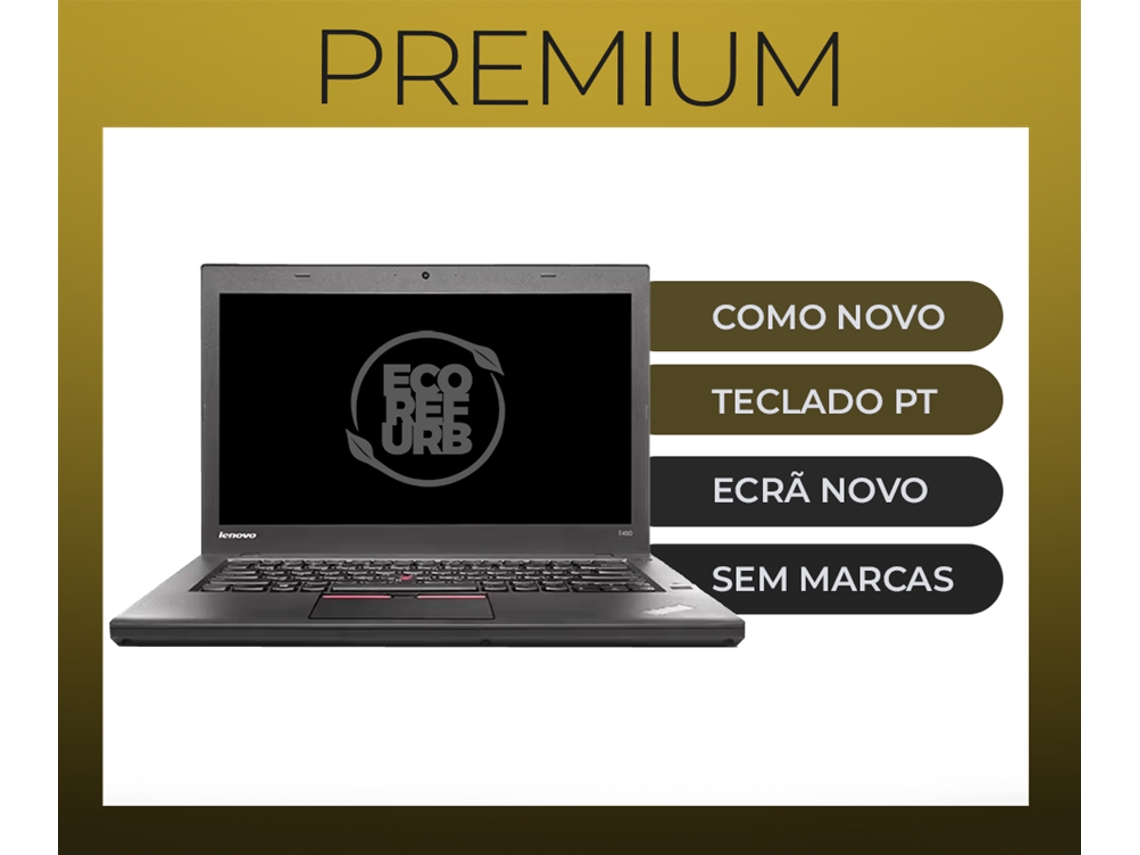 Portátil Nb LENOVO Thinkpad T450 (Recondicionado Premium - i5 -5200U - 8GB 256Gb Ssd - 14 W10Pro Teclado Pt )