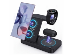 Cargador Veanxin Cargador Inalámbrico Rápido 4 En 1 Para Teléfonos, Relojes Y Auriculares Samsung Negro
