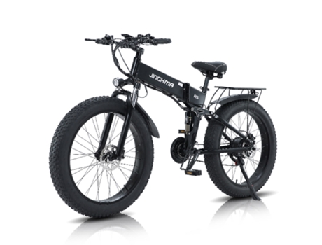 Bicicleta eléfica JINGHMA r5 suspensión completa 26 * 4,0 pulgadas neumáticos / 800W sin cepillo / 14ah batería de litio negra