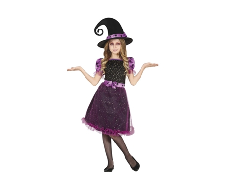 Disfraz de Niña GUIRCA Bruja Morada con Tule y Lazo (7-9 años)
