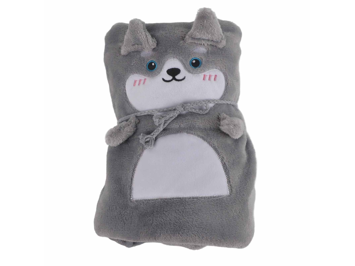 Manta De Franela Suave Em Forma De Animal Bonito Husky Portátil Para Sofá Cama Escritório 80x100cm