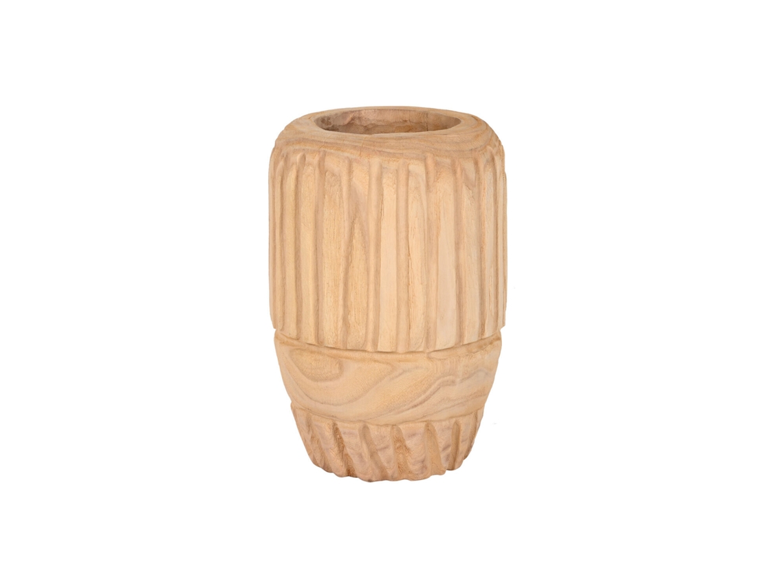Jarron Madera Paulownia Tallado Natural 29x29x42cm