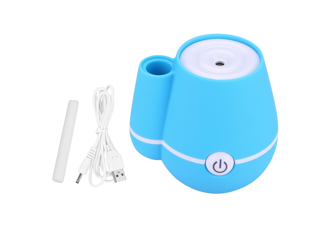 JILLIOPER Humidificador Ultrasónico Mini USB 220 ml Forma de Jarrón Purificador Aire Difusor de Aroma Azul