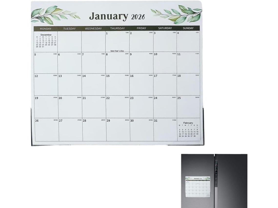 Calendario Magnético Para Refrigerador 2026-2027, De Enero De 2026 A Junio De 2027