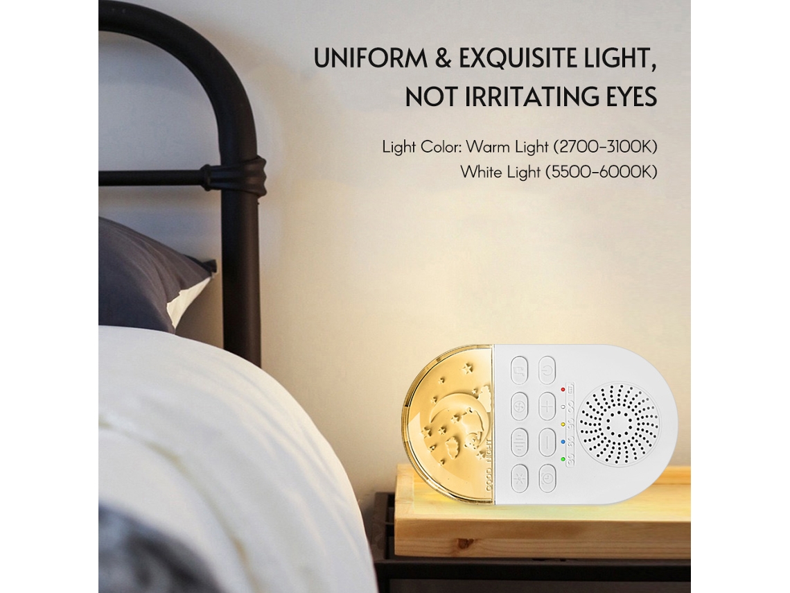 Máquina De Ruido Blanco Para Bebés Con Luz Nocturna, 24 Sonidos Y Temporizador De Sueño Portátil.