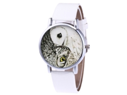 Reloj De Cuero Pu Zhoulianfa Dial Redondo Unisex Estudiante Cuarzo Blanco