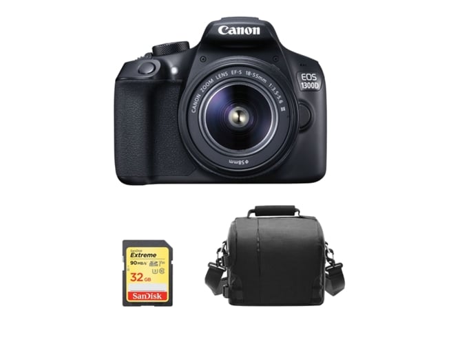 Kit Cámara Réflex CANON 1300D EF-S 18-55mm F3.5-5.6 III + 32G SD + Bolsa