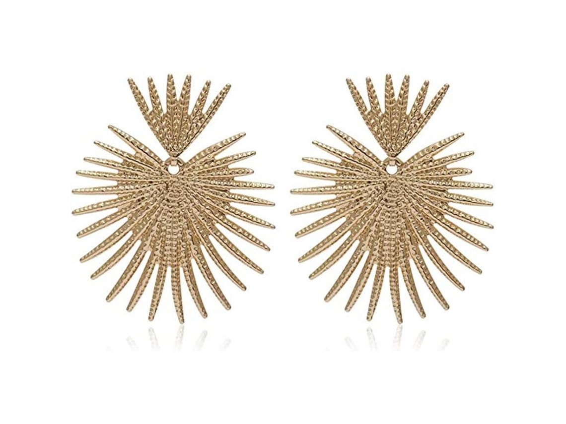 Pendientes De Oro Con Diseño Geométrico Colgante De Estrella Y Flores, Ligeros Y Duraderos.