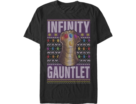 Camiseta de Hombre SUPERHERO MARVEL Infinity Gauntlet Faux Ugly Sweater Marvel Comics Christmas Negro (XXL)