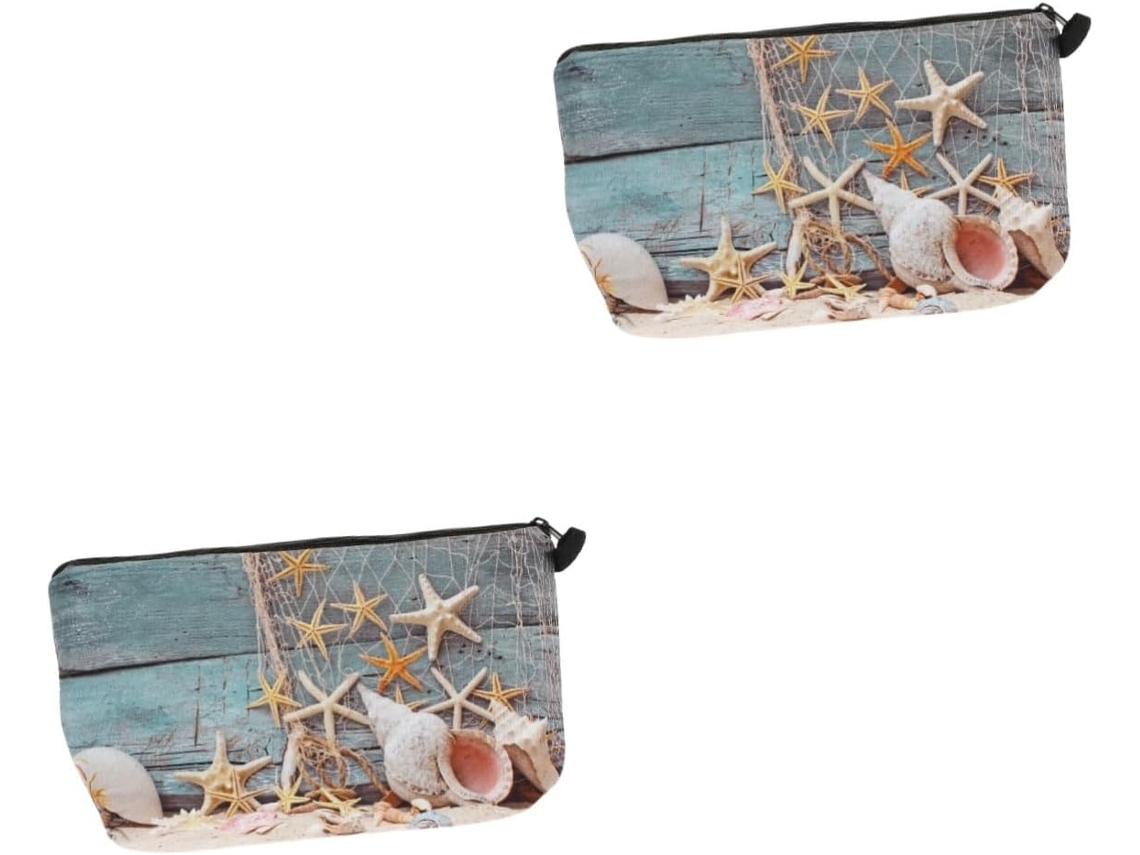 Neceser De Viaje Reutilizable De 2 Piezas Con Estampado Marino, Estuche Para Artículos De Aseo Y Maquillaje.