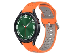 Bracelete Para Samsung Galaxy Watch 6 Classic (47mm) - Silicone Respirável Duas Cores (20mm) - Laranja + Cinza