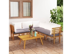Conjunto de jardín de 2 piezas con cojines en madera maciza de acacia, Dkd Home Decor