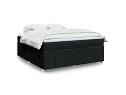 Cama Box Spring Con Colchón Tela Negro 180x200 Cm