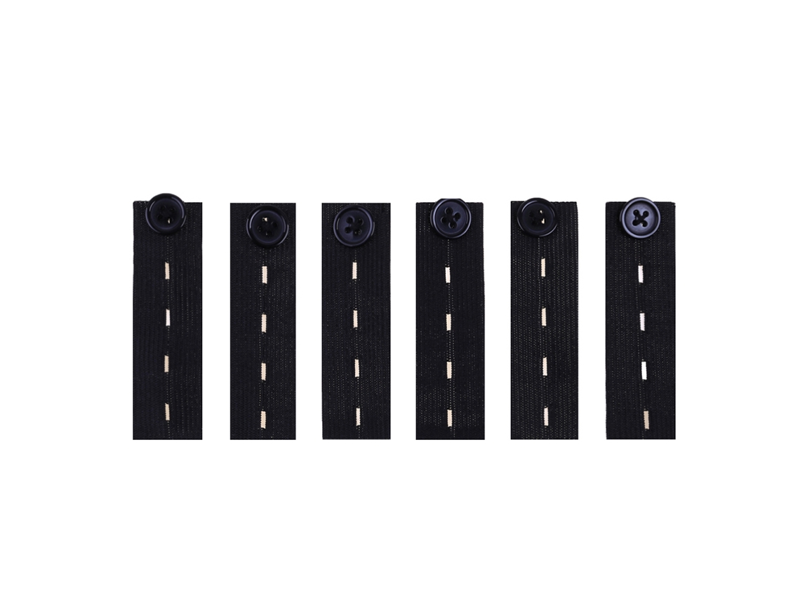 6 Extensores De Cinturón Elásticos Ajustables Con Botón Para Embarazo, Hombres Con Sobrepeso, Color Negro.