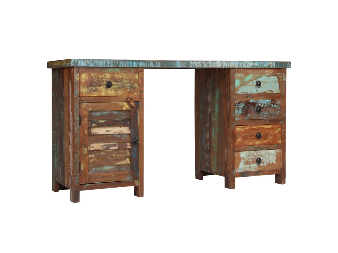 Maison Exclusive - Escritorio Con Pedestal Madera Maciza Reciclada 140x50x77 Cm