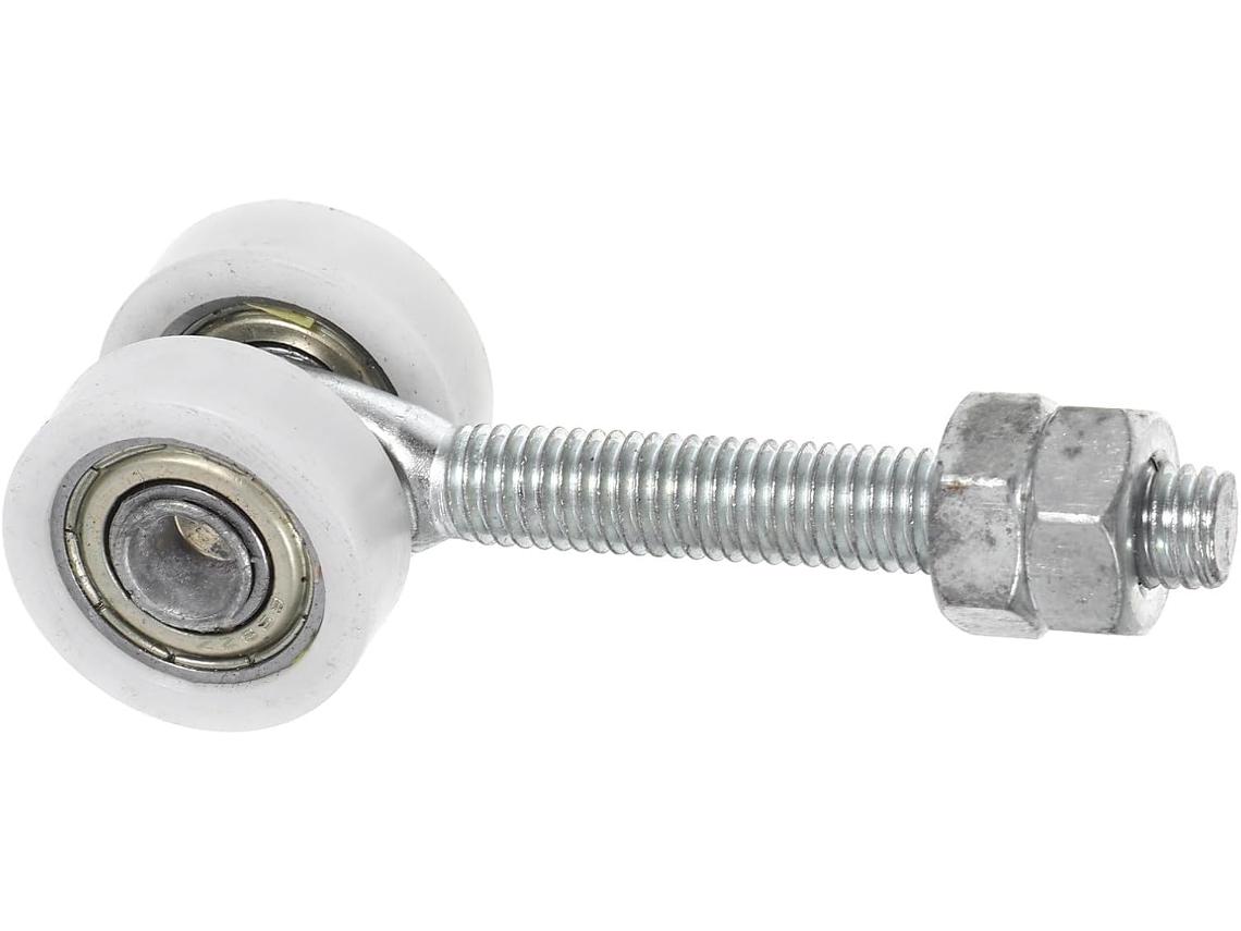 Juego de poleas de acero con doble rodamiento para puerta corredera, 2 ruedas con agujeros para tornillos.