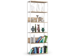 Estantería Loft 70 Cm Akord Metálica Blanco Con 6 Estantes En Roble Sonoma 70x32x191 Cm