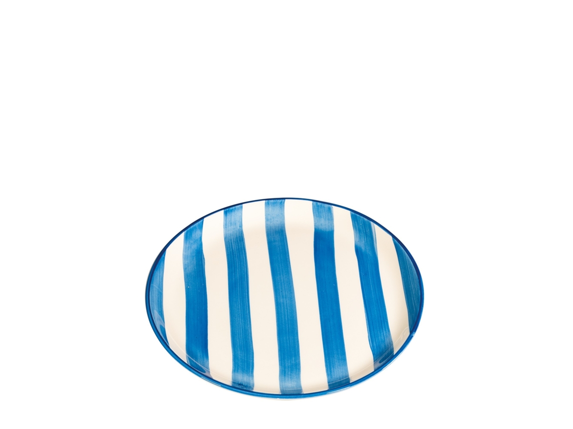 Juego de 2 platos llanos Zafferano, Colección Lido, Cerámica pintada a mano, Hecho en Italia, Diseño contemporáneo en azul claro.