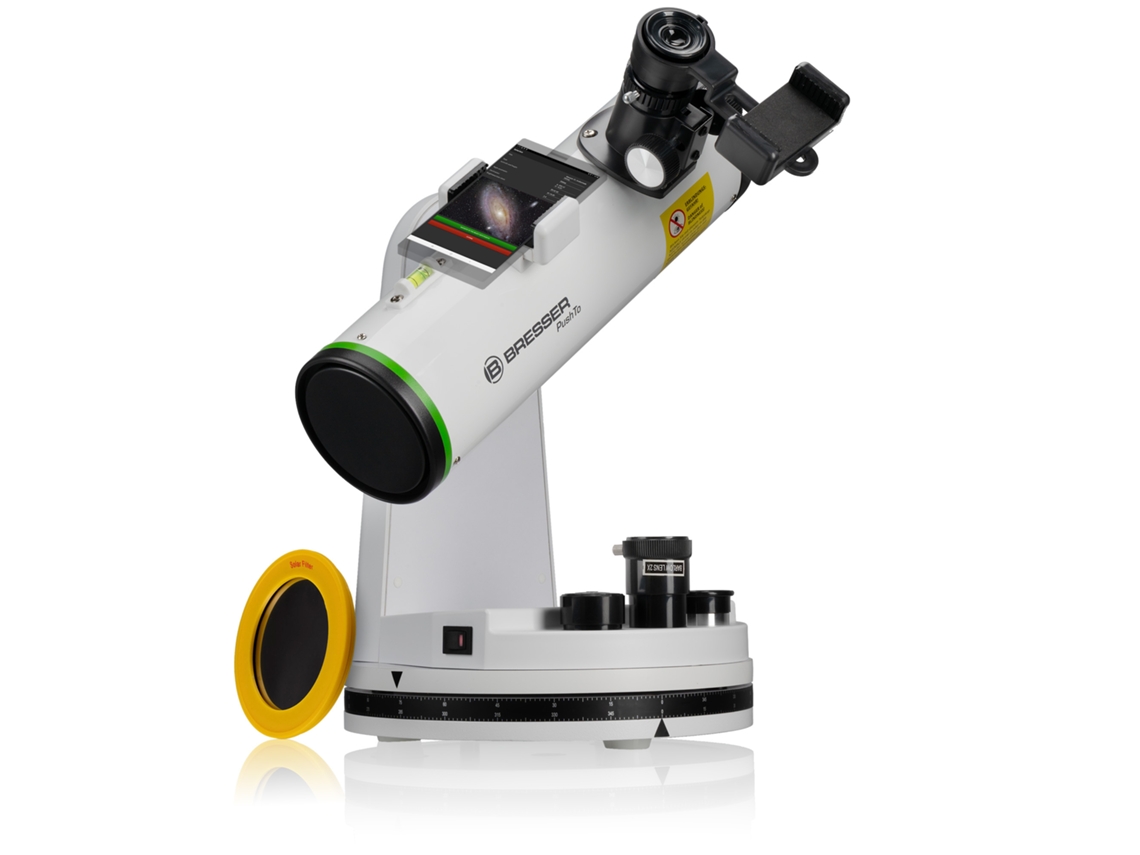 Telescopio inteligente Bresser Pushto NT 76/350 con Bluetooth, ultracompacto